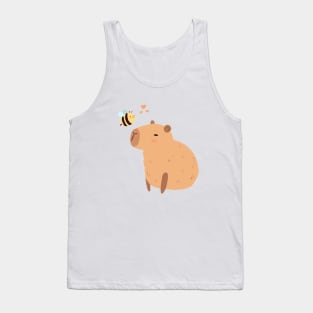 Cute capybara with a bee illustration Tank Top